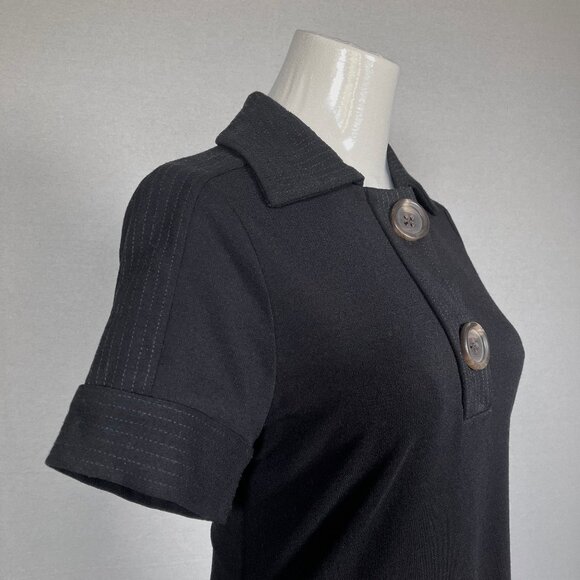 CHICOS Short Sleeve Button Detail Vintage Look Shirt Dress Size 0 Black - Picture 8 of 13